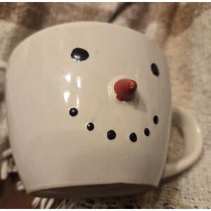 2 Royal Norfolk Snowman Cappuccino Mugs Coffee Tea Cocoa 16oz Smiley 3D Nose